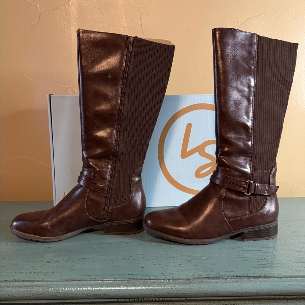 LIFE STRIDE X ANITA BOOTS Woman’s 10W Knee High Riding Stretch Panel New.